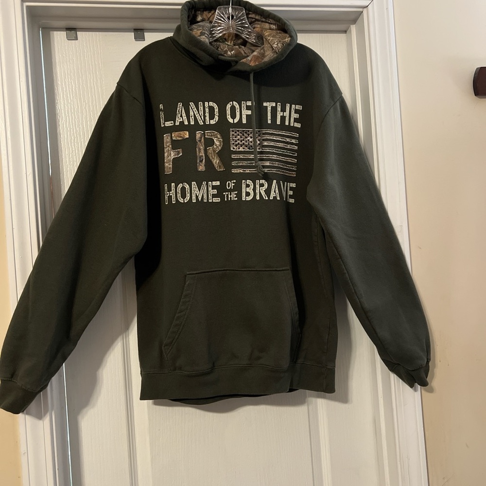 Buck Wear Army Green Hoodie with Patriotic Print